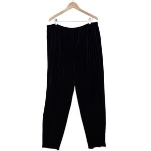 VTG Denim 24/7 Velvet Pull On Pants sz 2X Black Elastic Waist Lounge Holiday NEW